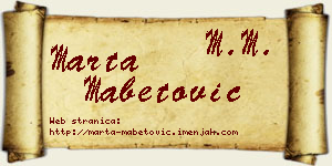 Marta Mabetović vizit kartica